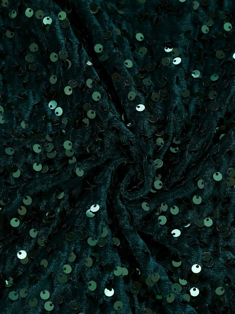 Green 1960s Off-Shoulder Sequined Feather Bodycon Dress