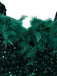 Green 1960s Off-Shoulder Sequined Feather Bodycon Dress