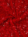 Red 1960s Sequined Bow Round Neck Long Sleeve Dress