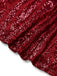 Wine Red 1950s Sequin Deep-V Mesh Dress