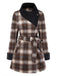 [Pre-Sale] Brown 1940s Cotton Plaid Asymmetrical Lapel Coat