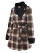 [Pre-Sale] Brown 1940s Cotton Plaid Asymmetrical Lapel Coat