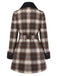 [Pre-Sale] Brown 1940s Cotton Plaid Asymmetrical Lapel Coat