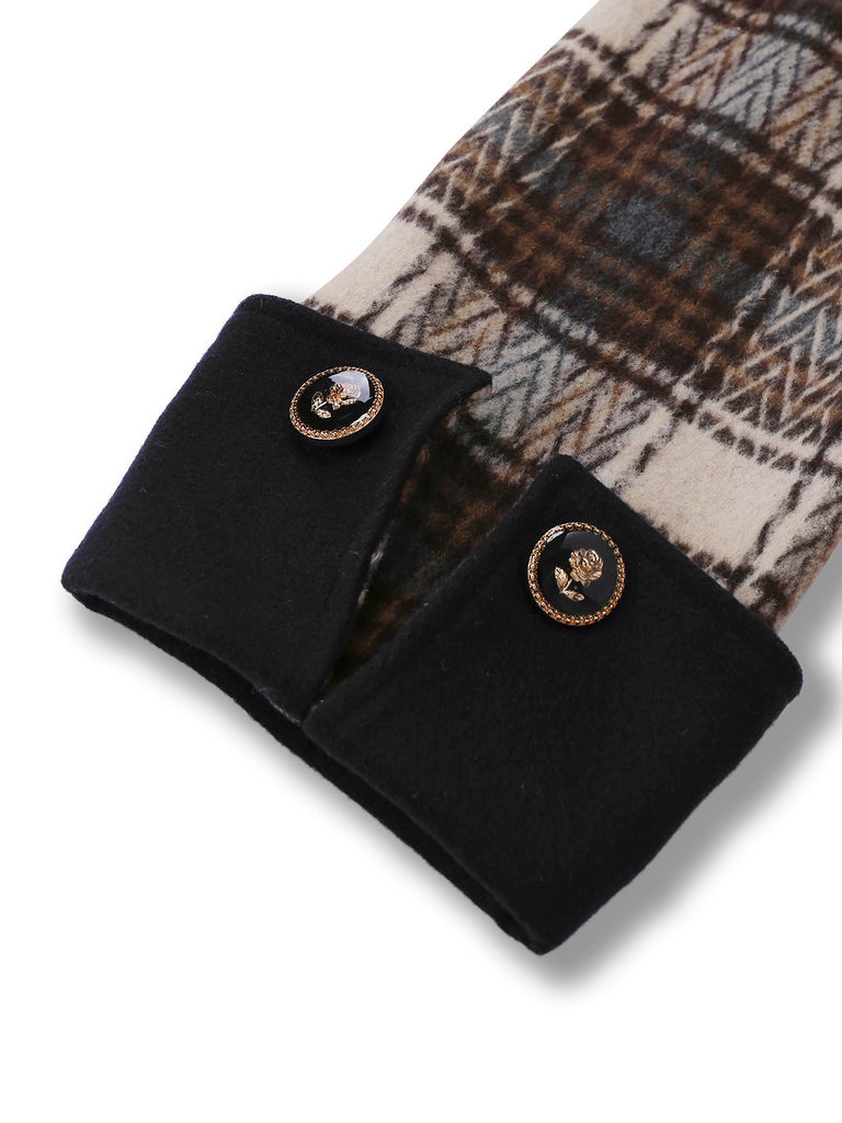 [Pre-Sale] Brown 1940s Cotton Plaid Asymmetrical Lapel Coat