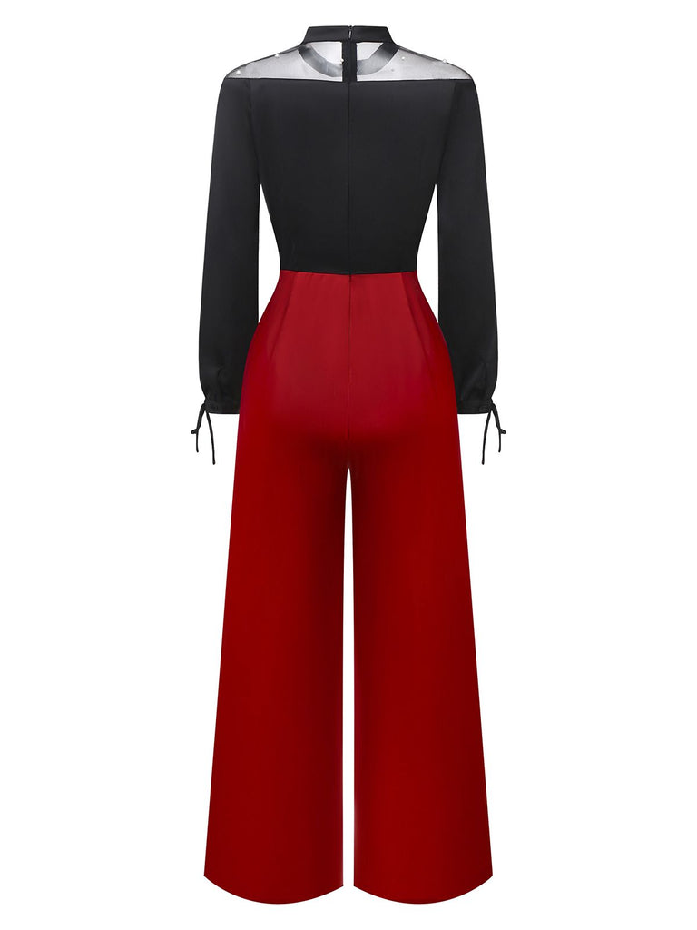 [Pre-Sale] Black 1930s Pearl Mesh Sheer Jumpsuit