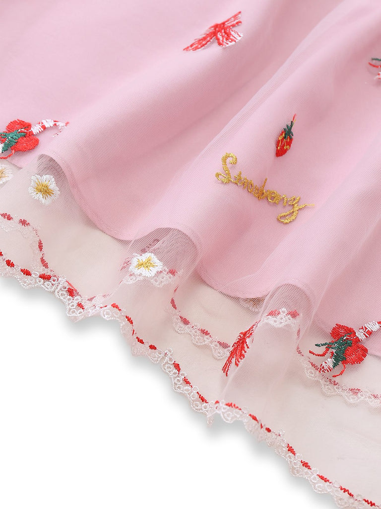 [Pre-Sale] Pink 1950s Christmas Furry Strapless Sequined Mesh Dress