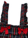 [Pre-Sale] Black 1940s Tartan Plaid Ruffled Bow Overall Pants