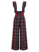 [Pre-Sale] Black 1940s Tartan Plaid Ruffled Bow Overall Pants