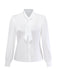 [Pre-Sale] White 1940s Solid Tie Neck Satin Blouse