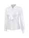 [Pre-Sale] White 1940s Solid Tie Neck Satin Blouse