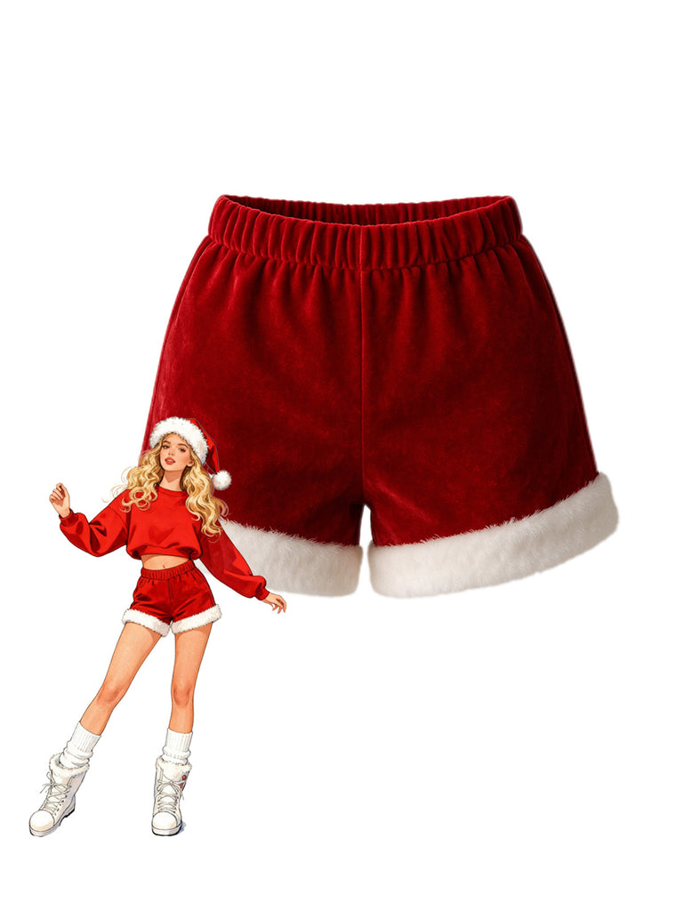 [Pre-Sale] Red & White 1930s Christmas Velvet Shorts