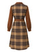 Brown 1950s Plaid Corduroy Shirt Collar Dress