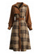 Brown 1950s Plaid Corduroy Shirt Collar Dress