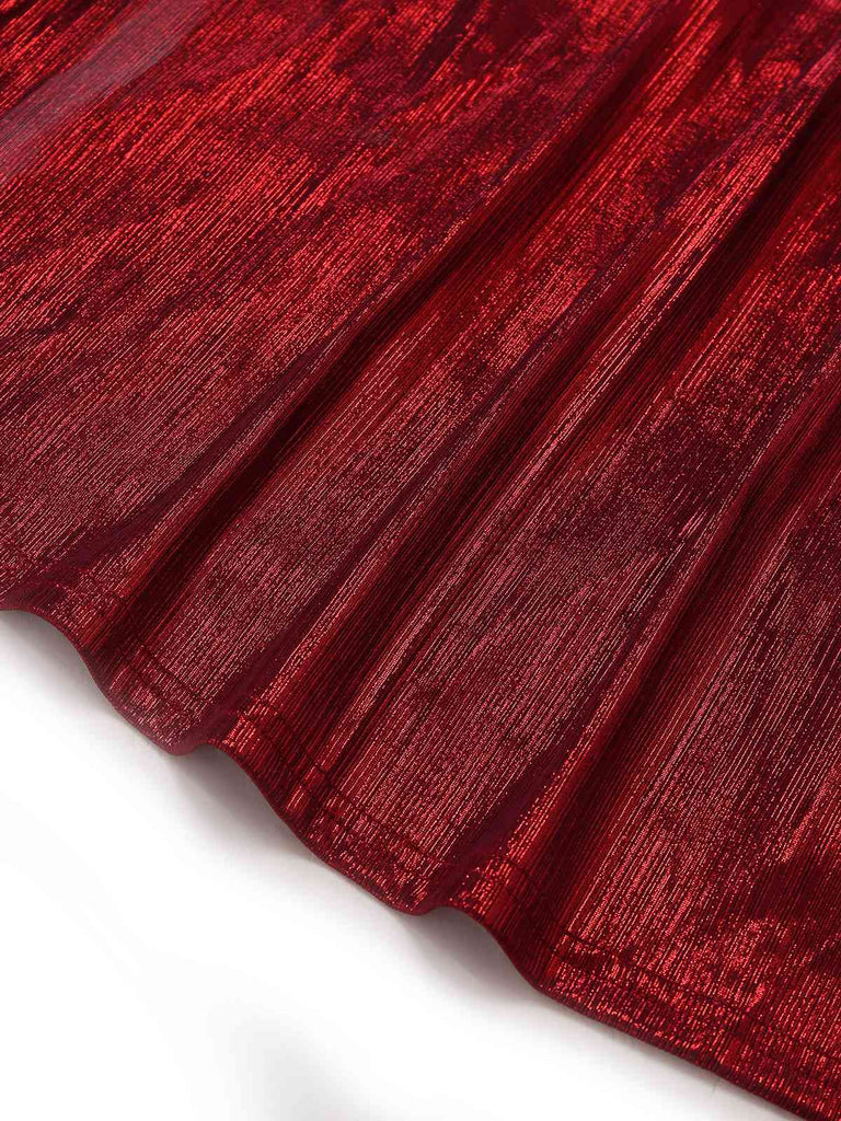 Wine Red 1930s Halter Twist Shimmery Long Dress