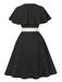 Black 1950s V-Neck Cloak Belted Dress