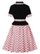 1950s Lapel Polka Dot Patchwork Swing Belted Dress