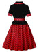 1950s Lapel Polka Dot Patchwork Swing Belted Dress