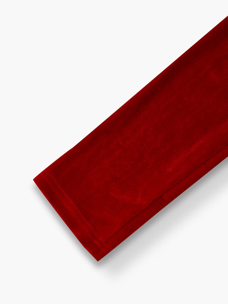 Red 1950s Velvet Pearl Ruched Tulle Bow Dress