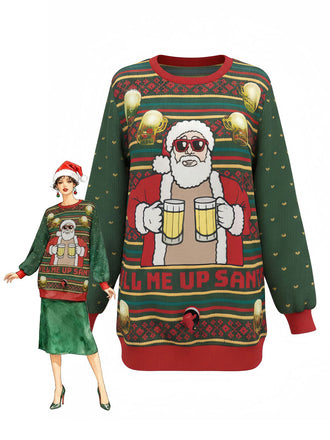 1950s Christmas Beer Santa Cheers Sweater