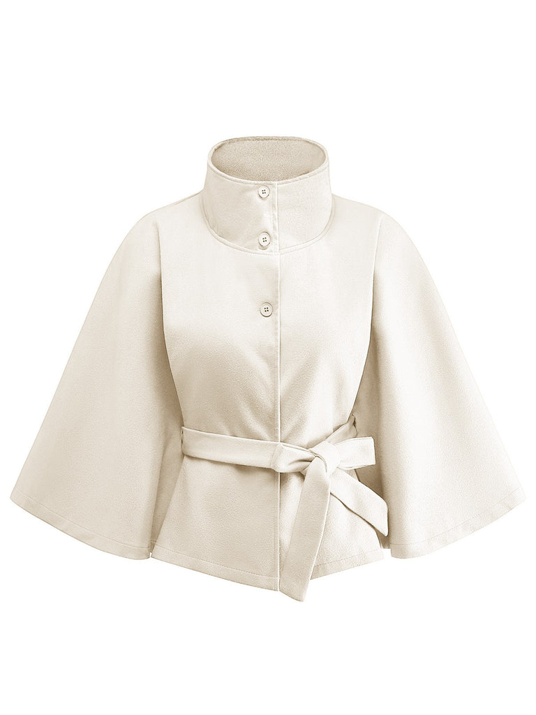 1970s Solid Turtlenecck Belted Cloak Jacket