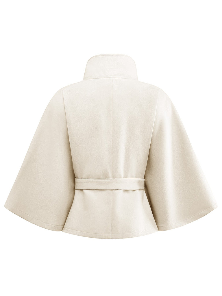 1970s Solid Turtlenecck Belted Cloak Jacket