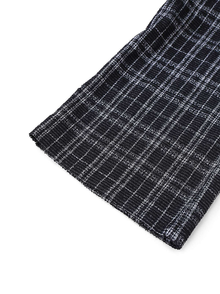 Black 1940s Cotton Plaid Deep V-Neck Overall Jumpsuit