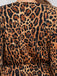 [Plus Size] 1960s Leopard V-Neck Long Sleeve Dress
