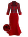 [Pre-Sale] Red 1930s Lapel Trapeze Neckline Plaid Mermaid Dress
