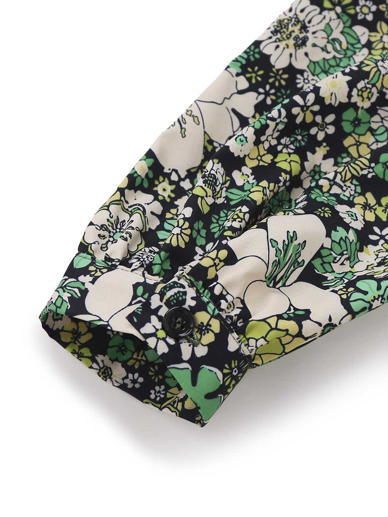 [Pre-Sale] Green 1960s Psychedelic Floral Blouse