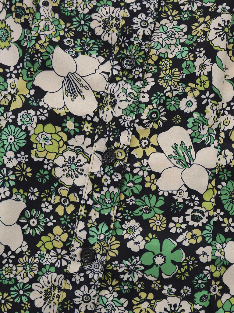 [Pre-Sale] Green 1960s Psychedelic Floral Blouse