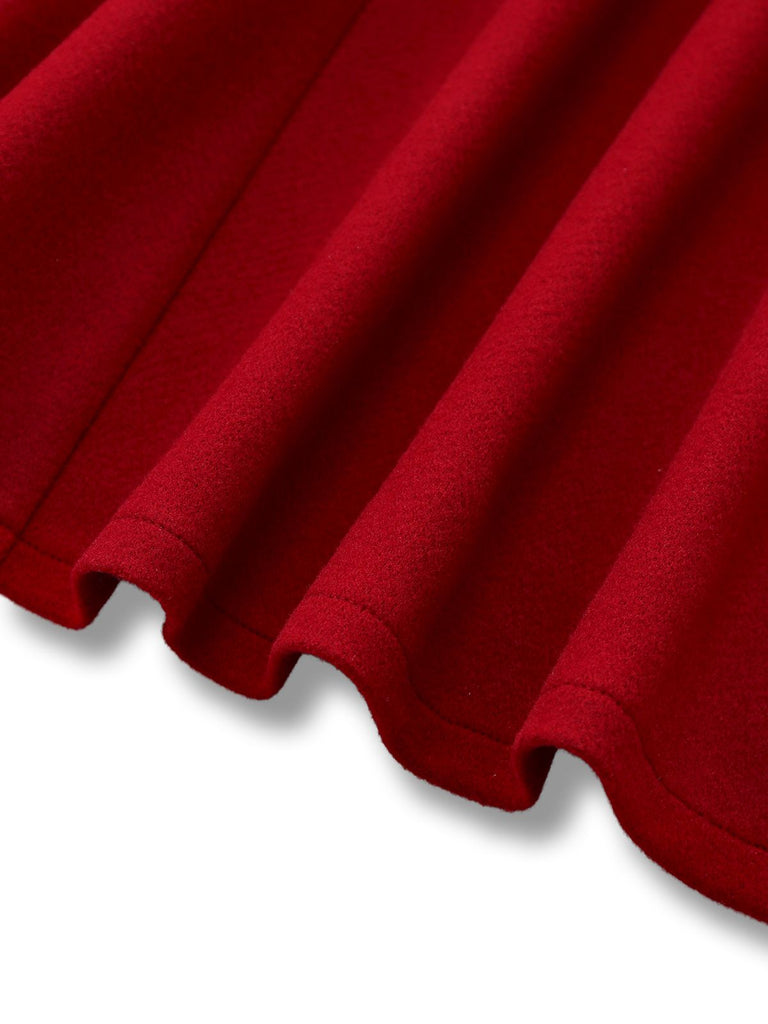 [Pre-Sale] Deep Red 1930s Plaid Bow Asymmetrical Cape