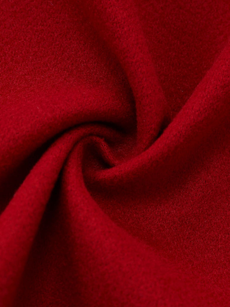 [Pre-Sale] Deep Red 1930s Plaid Bow Asymmetrical Cape