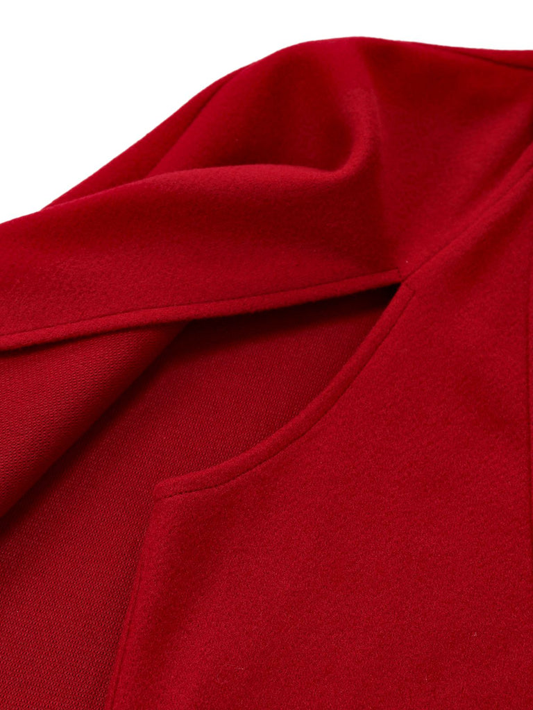 [Pre-Sale] Deep Red 1930s Plaid Bow Asymmetrical Cape