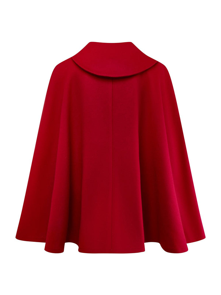 [Pre-Sale] Deep Red 1930s Plaid Bow Asymmetrical Cape