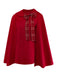[Pre-Sale] Deep Red 1930s Plaid Bow Asymmetrical Cape