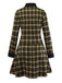 [Pre-Sale] 2PCS Green 1960s Plaid Diagonal Button Jacket & Skirt