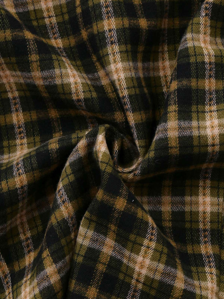 [Pre-Sale] 2PCS Green 1960s Plaid Diagonal Button Jacket & Skirt