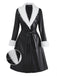 [Pre-Sale] Black 1940s Faux Leather Fur Trim Coat