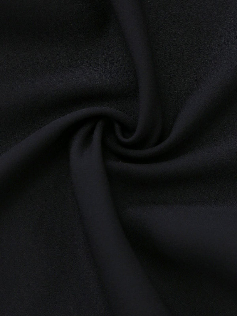 [Pre-Sale] Black 1950s Lace Bodice Pearl Belt Sheer Sleeve Jumpsuit