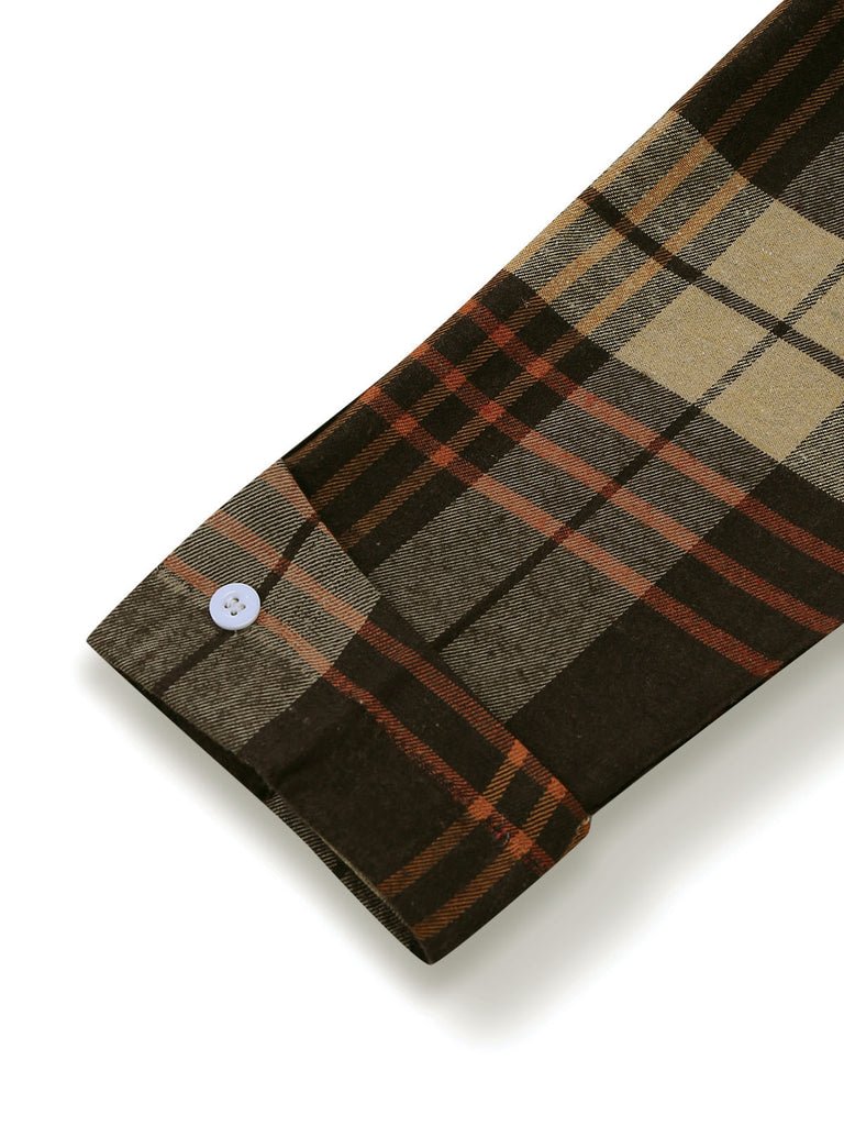 [Pre-Sale] Khaki 1940s Shirt Collar Plaid Belted Dress