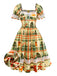 [Pre-Sale] Multicolor 1950s Christmas Tartan Sweetheart Lace Patchwork Dress