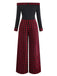 [Pre-Sale] Red 1940s Off-Shoulder Bow Plaid Patchwork Jumpsuit