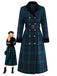 Blue & Green 1940s Plaid Notched Collar Coat