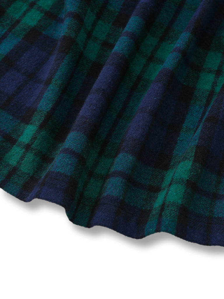 [Pre-Sale] Blue & Green 1940s Plaid Notched Collar Coat