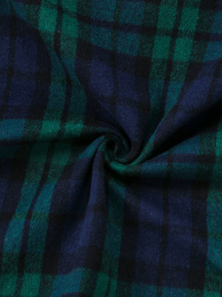 [Pre-Sale] Blue & Green 1940s Plaid Notched Collar Coat