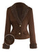 [Pre-Sale] Dark Brown 1960s Faux Suede Fur Lapel Jacket