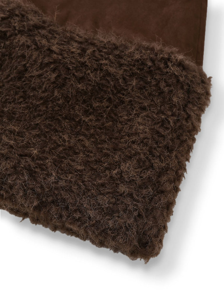 [Pre-Sale] Dark Brown 1960s Faux Suede Fur Patchwork Skirt