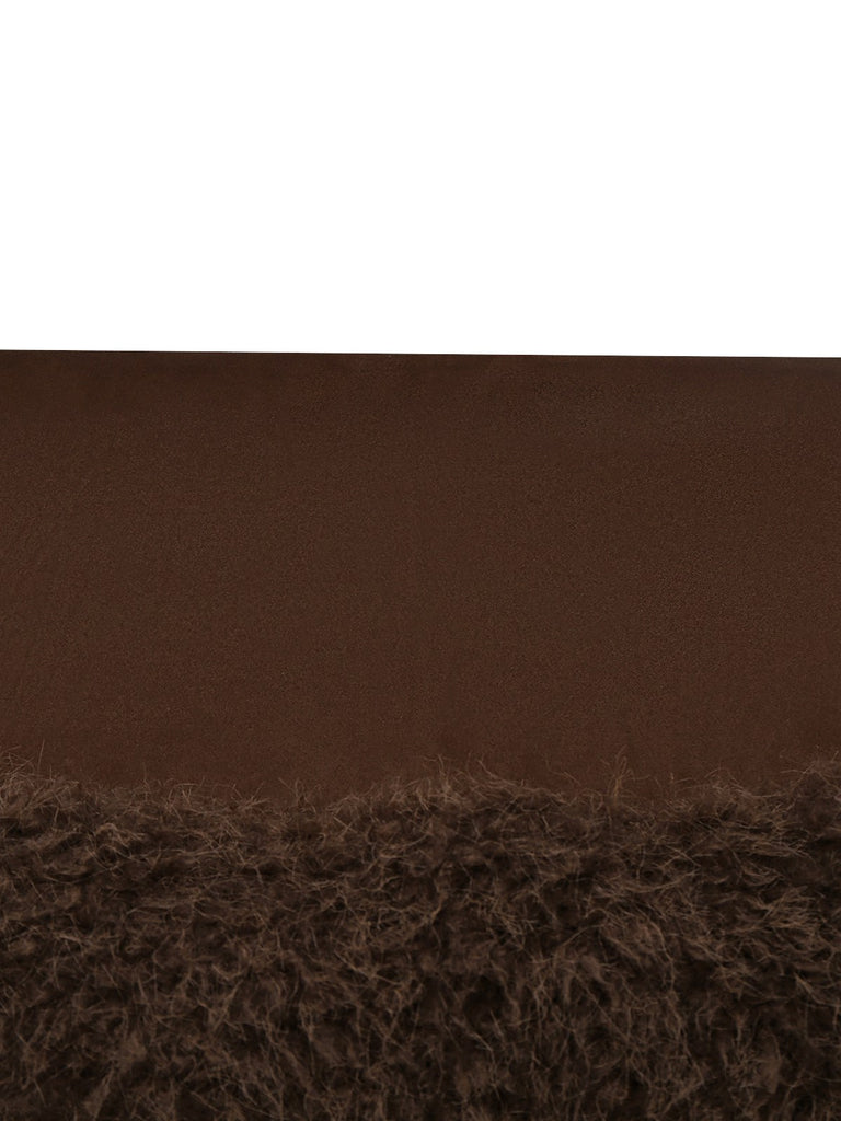 [Pre-Sale] Dark Brown 1960s Faux Suede Fur Patchwork Skirt