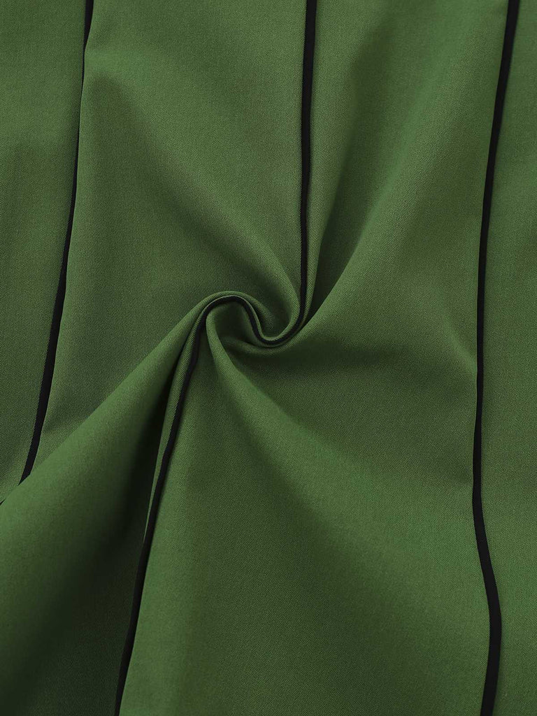 [Pre-Sale] Green 1960s Scalloped Hem Solid Skirt