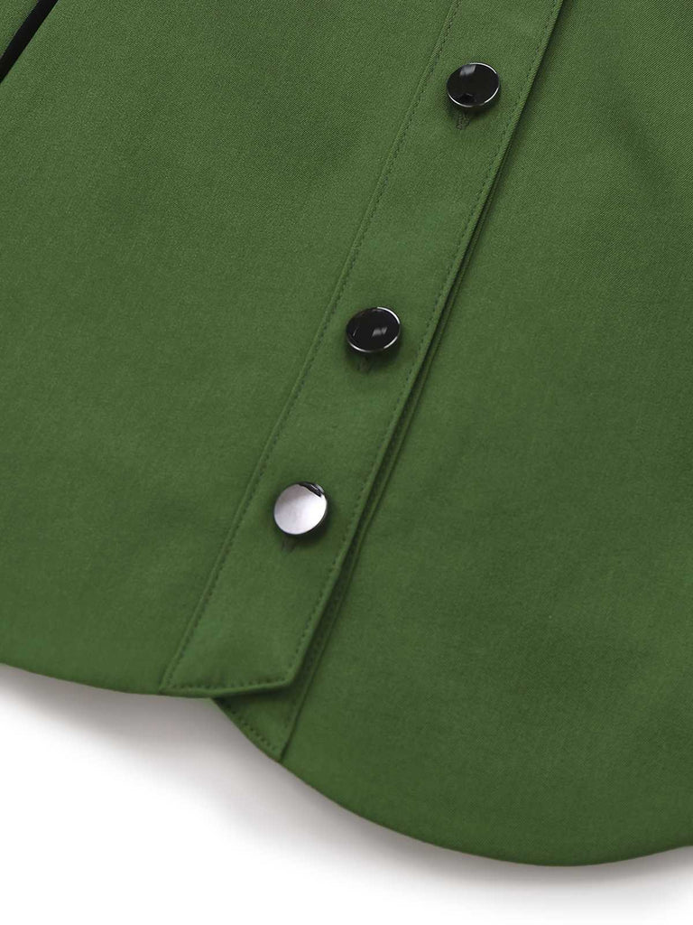 [Pre-Sale] Green 1960s Scalloped Hem Solid Skirt